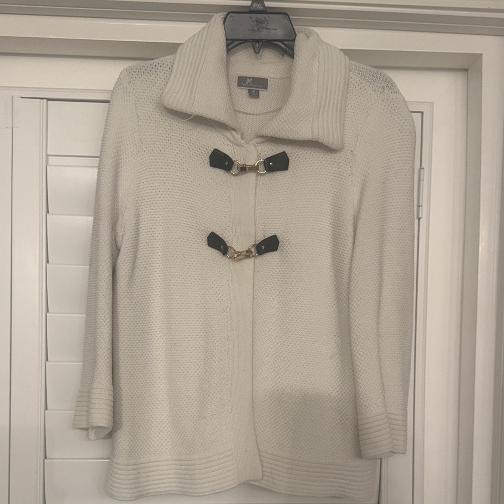 JM Collection Cream Cardigan with Toggle Closures